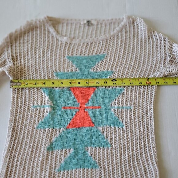 Ya Los Angeles Open Weave Aztez Southwestern Long Sleeve Sweater Medium - Picture 12 of 12